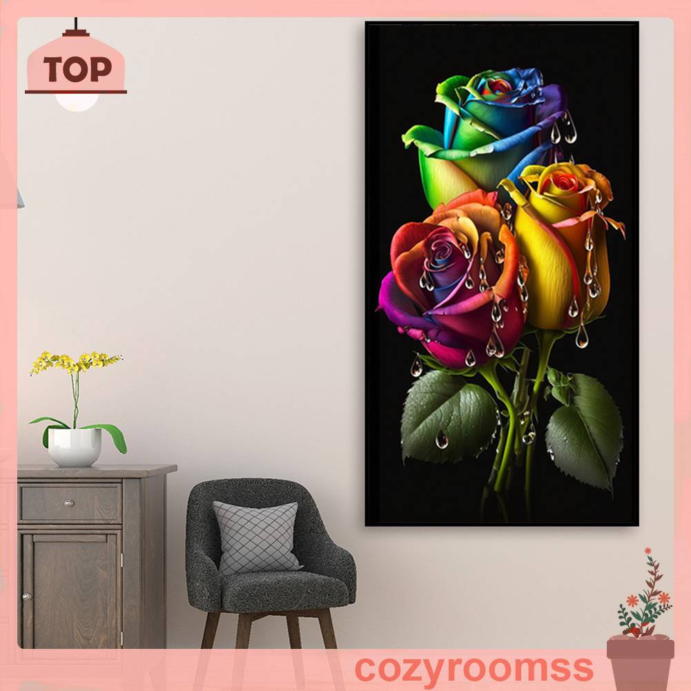 Tranh Đính Đá Kim Cương Toàn Bộ 5D DIY Hình Vẽ Hoa Hồng