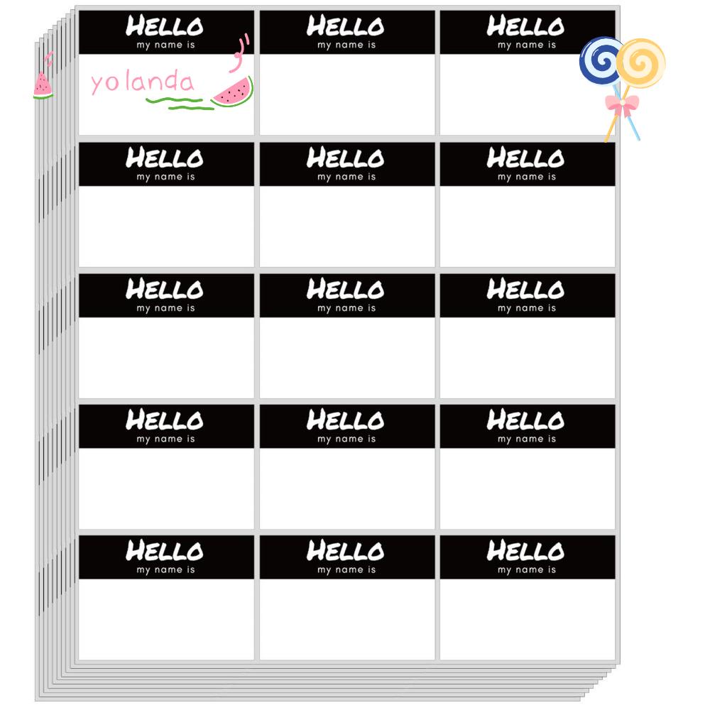 Nhãn Dán Ghi Tên Hình Chữ Hello Màu Đen