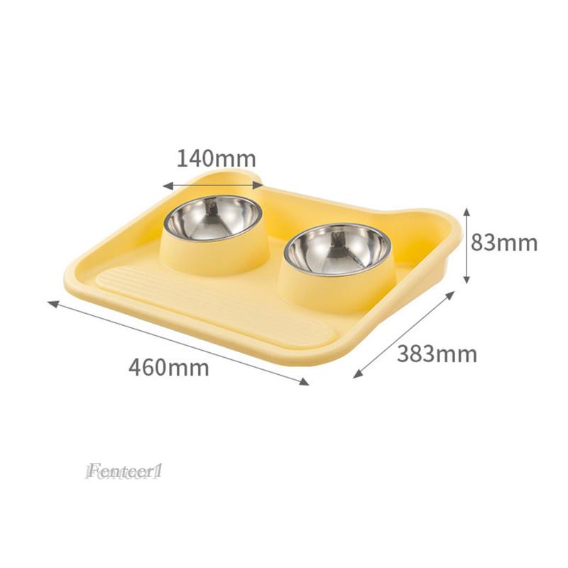 [Fenteer1] Tô Đựng Thức Ăn 2 Ngăn Bằng Thép Không Gỉ Cho Thú Cưng