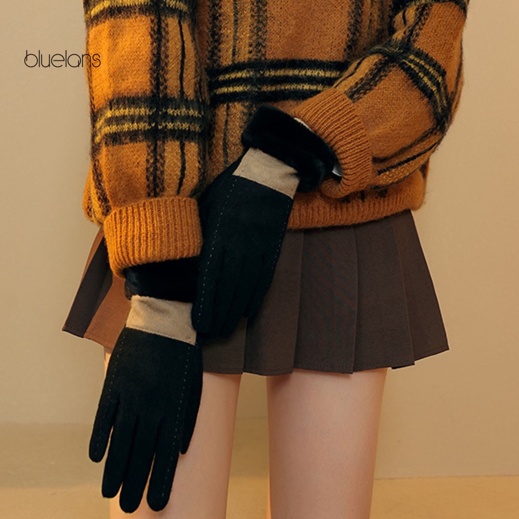 1 Đôi Găng Tay Lông Nhung Mềm Mại Dày Dặn Giữ Ấm Có Thể Chạm Màn Hình Cảm Ứng Thanh Lịch Dành Cho Nữ