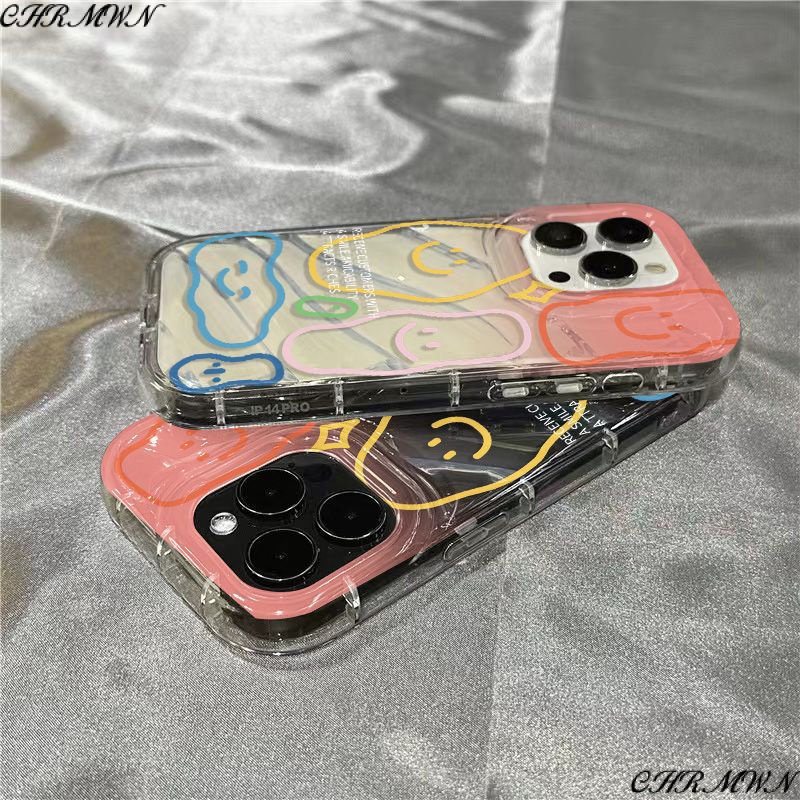 Ốp Điện Thoại Dẻo Trong Suốt Họa Tiết Biểu Cảm Gương Mặt Graffiti Cho iPhone14promax 1312 / 11 7 / 8plus xr / sins BX0V