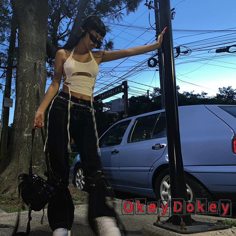 Áo Tank Top Cổ Yếm Không Tay Màu Trơn Thời Trang Mùa Hè ODokey-Y2K Cho Nữ