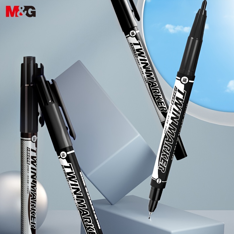 Bút lông M&G hai đầu nhỏ màu đen đa năng cho học sinh