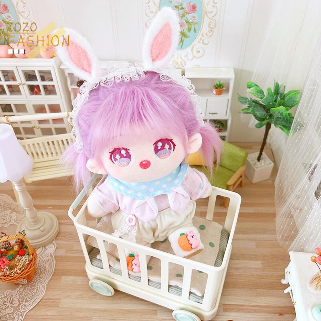1 Bộ Áo Thun + Quần Yếm In Họa Tiết Thỏ Dễ Thương Thời Trang Cho Búp Bê Dài 20cm