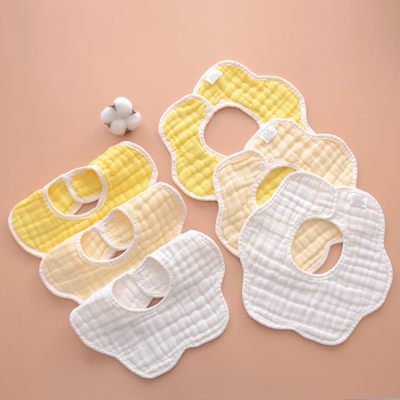 Yếm Ăn Cotton Mềm Mại Thấm Hút Tốt Xoay 360 Độ Xinh Xắn Dành Cho Bé
