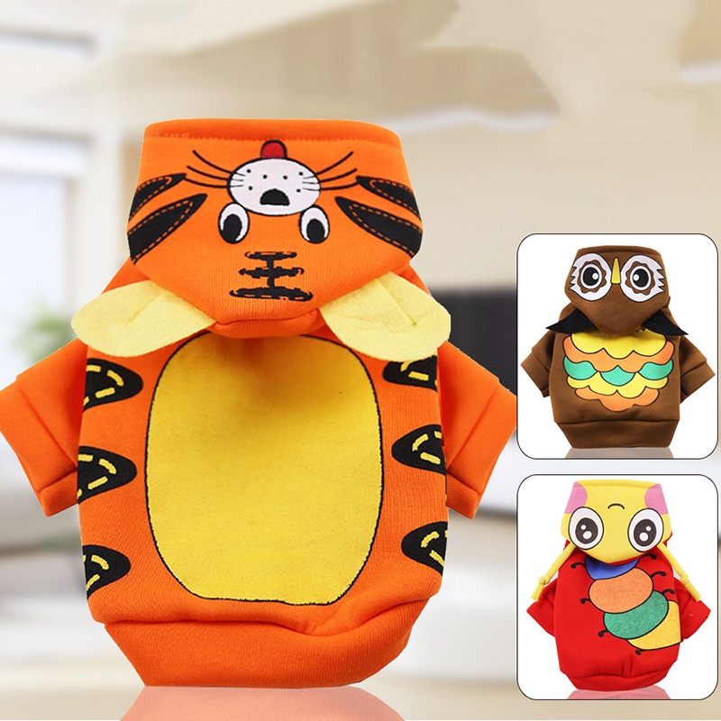 Áo Khoác Có Nón Dày Dặn Ấm Áp Thoáng Khí In Họa Tiết Sâu Bướm / Hổ Hoạt Hình Dễ Thương Dành Cho