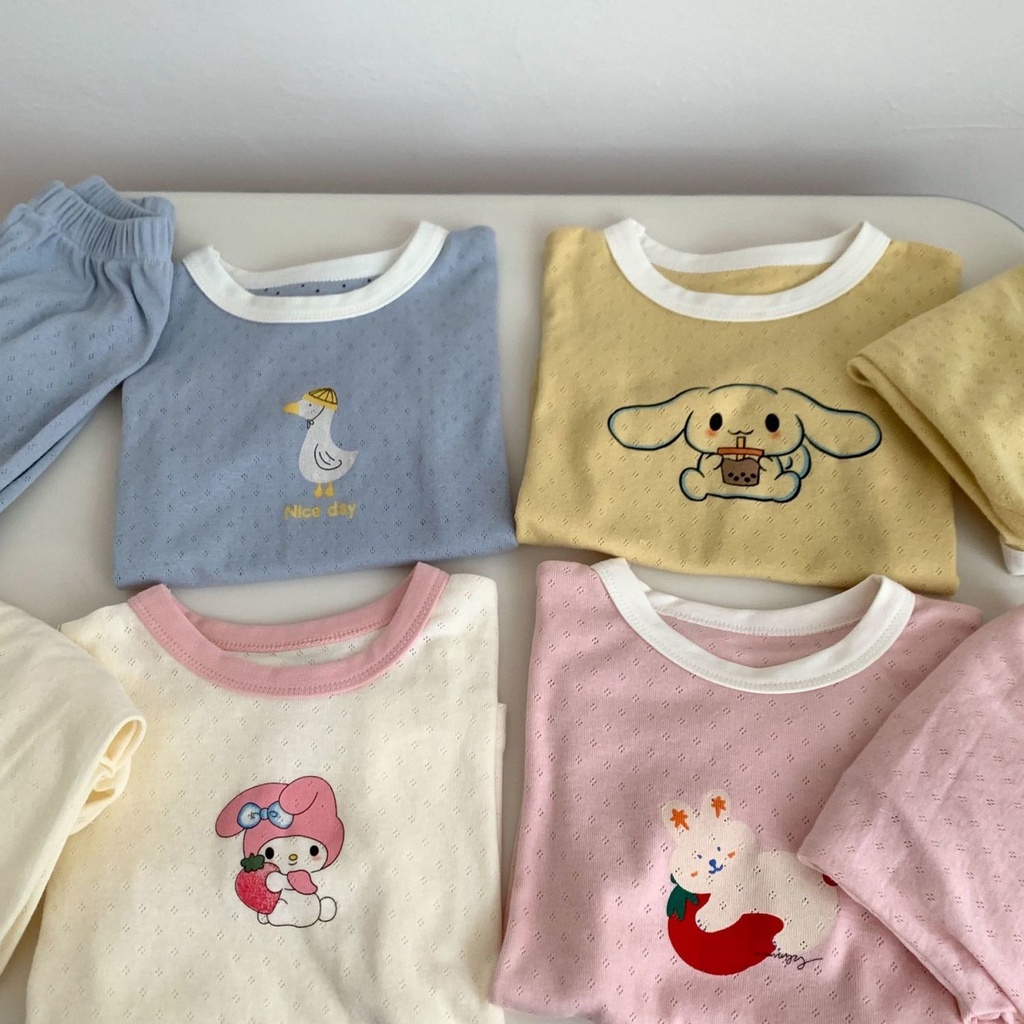 Bộ Đồ Ngủ Tay Ngắn Chất Cotton Thoáng Khí In Họa Tiết Hoạt Hình Dễ Thương Thời Trang Mùa Hè Cho Bé Trai Và Gái 5 Tuổi