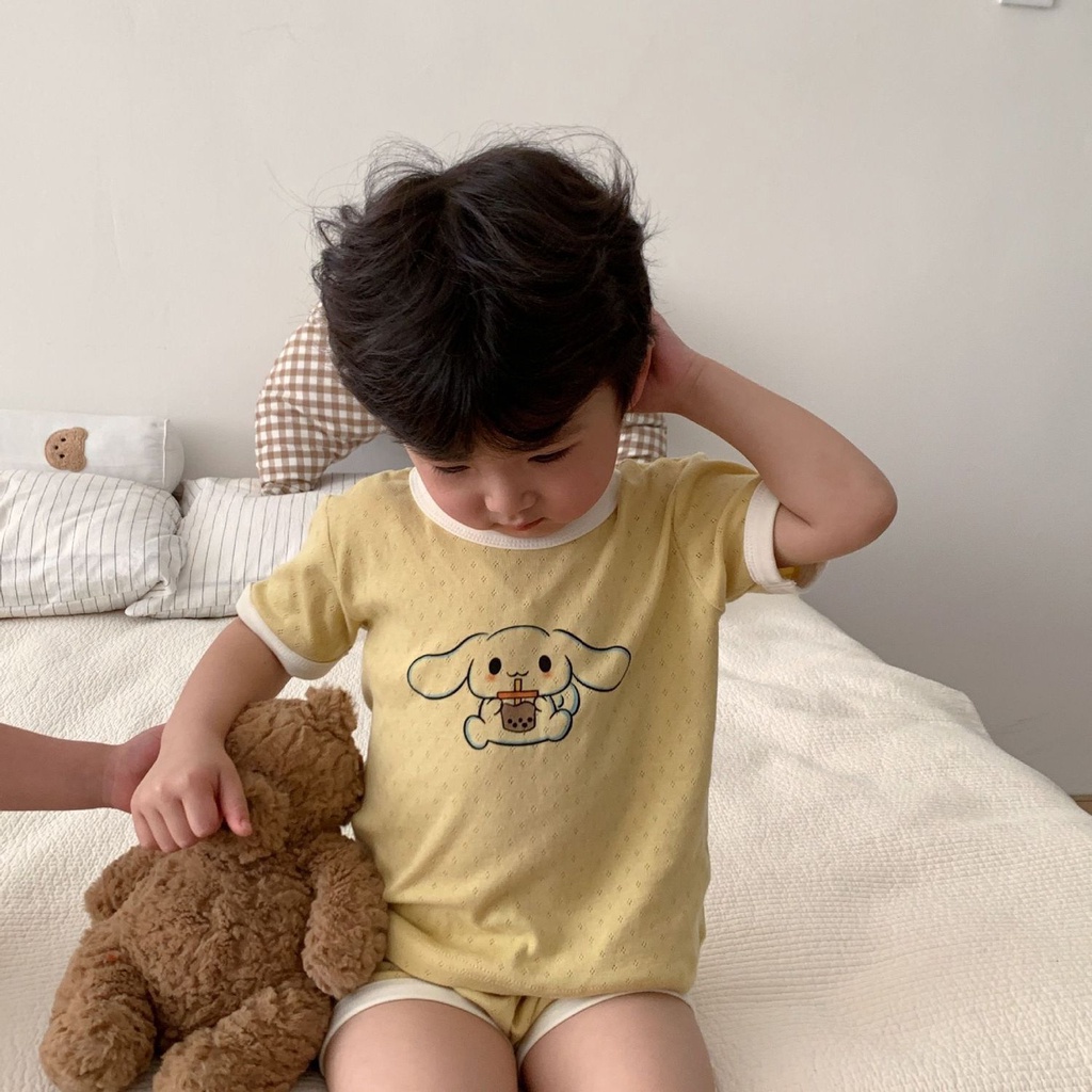 Bộ Đồ Ngủ Tay Ngắn Chất Cotton Thoáng Khí In Họa Tiết Hoạt Hình Dễ Thương Thời Trang Mùa Hè Cho Bé Trai Và Gái 5 Tuổi