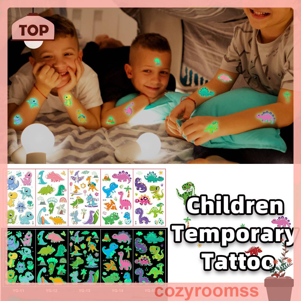 Hình Xăm Dán Họa Tiết Động Vật 3D Dạ Quang Chống Nước Nhiều Màu Sắc Dễ Thương Dành Cho Bé Trai Và Bé Gái