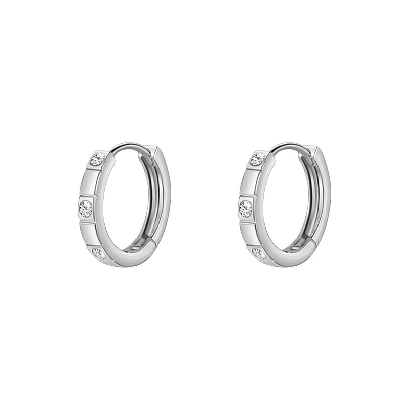 1 Đôi Bông Tai Tròn Đính Đá Zircon Đơn Giản Thời Trang Dành Cho Nam Và Nữ