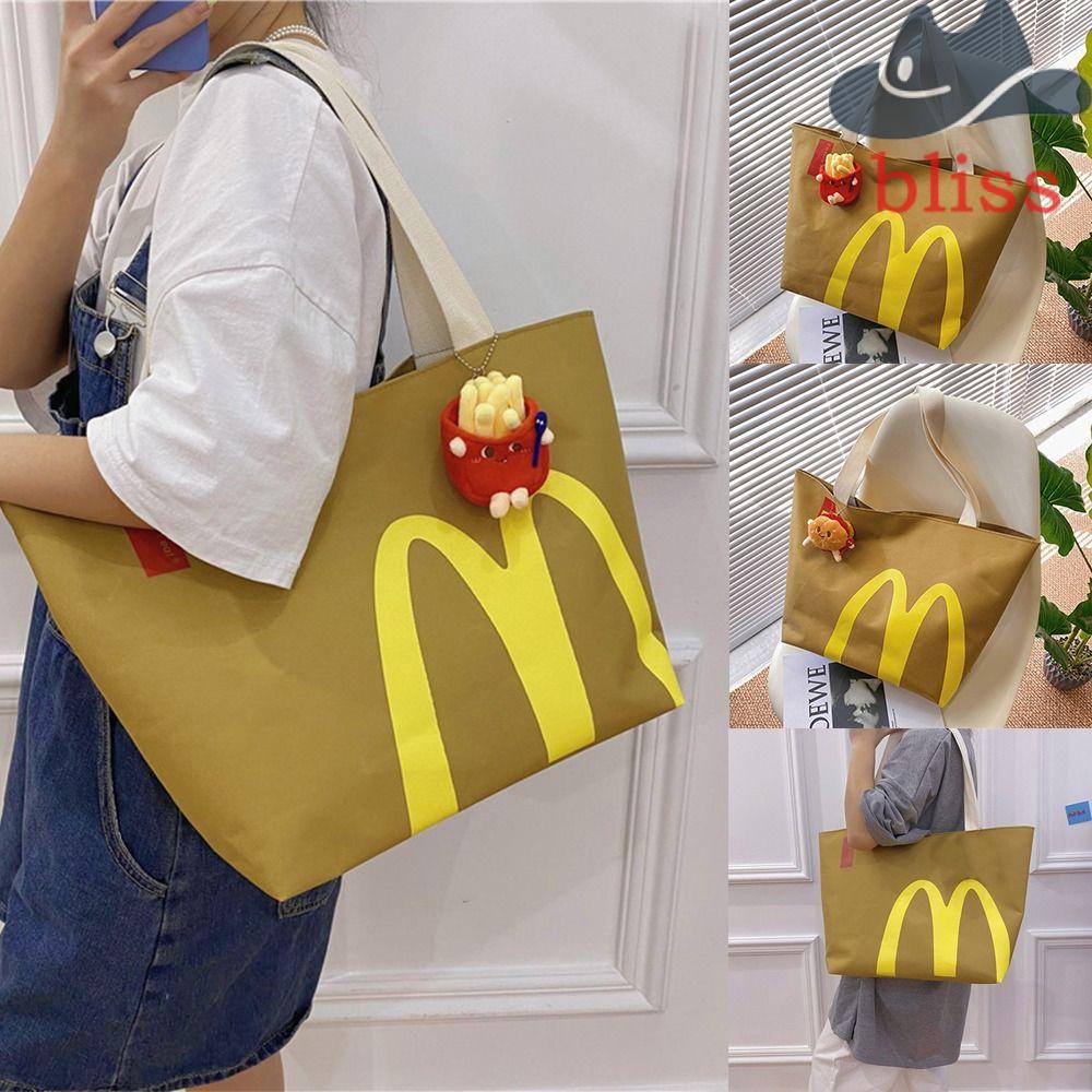 Túi vải Sức Chứa Lớn In Họa Tiết Khoai Tây Chiên Mcdonald 'S Có Khóa Cài Sáng Tạo Dùng Khi Đi Du Lịch