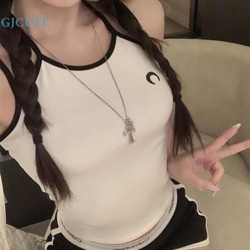 Áo Croptop Hai Dây Dáng Ôm Co Giãn Gợi Cảm Dễ Thương Cho Bạn Gái