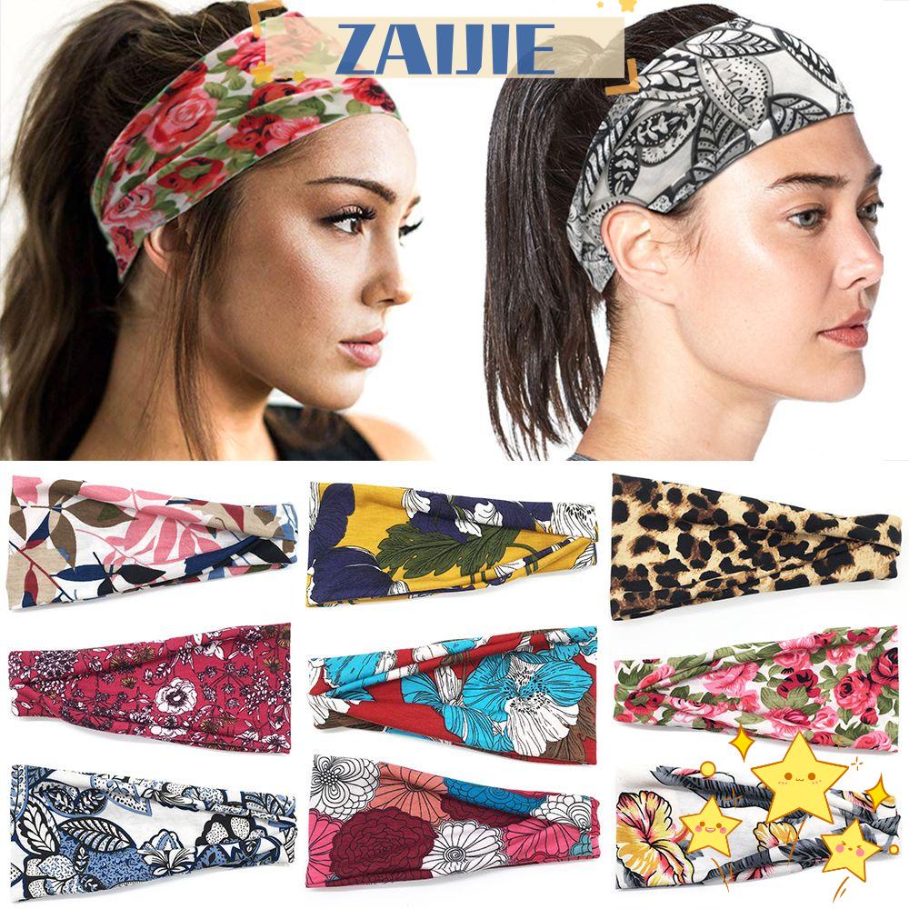 ZAIJIE24 Băng Đô Cài Tóc Bản Rộng Thấm Hút Mồ Hôi Thời Trang Cho Nữ