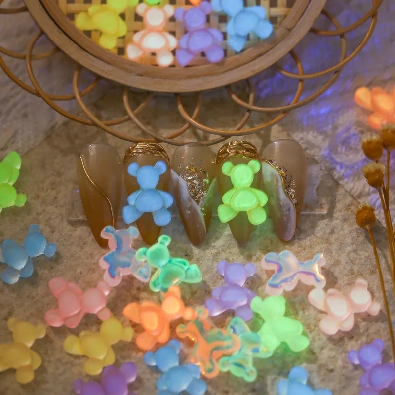 Đá 3D Phát Sáng Trong Bóng Tối Hình Gấu Dễ Thương Dùng Trang Trí Móng Tay Nghệ Thuật