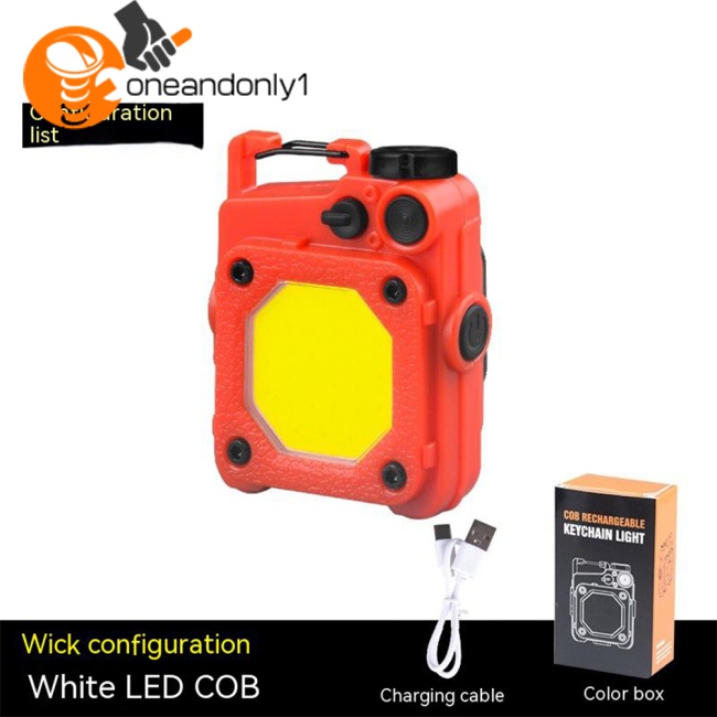 Móc Khóa Đèn Pin Led Cob Mini 6 Chế Độ Kèm Sạc Usb Tiện Dụng Mang Theo Du Lịch Cắm Trại