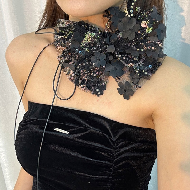 Vòng Cổ Choker Ren Hoa Thắt Nơ Đơn Giản Cho Nữ