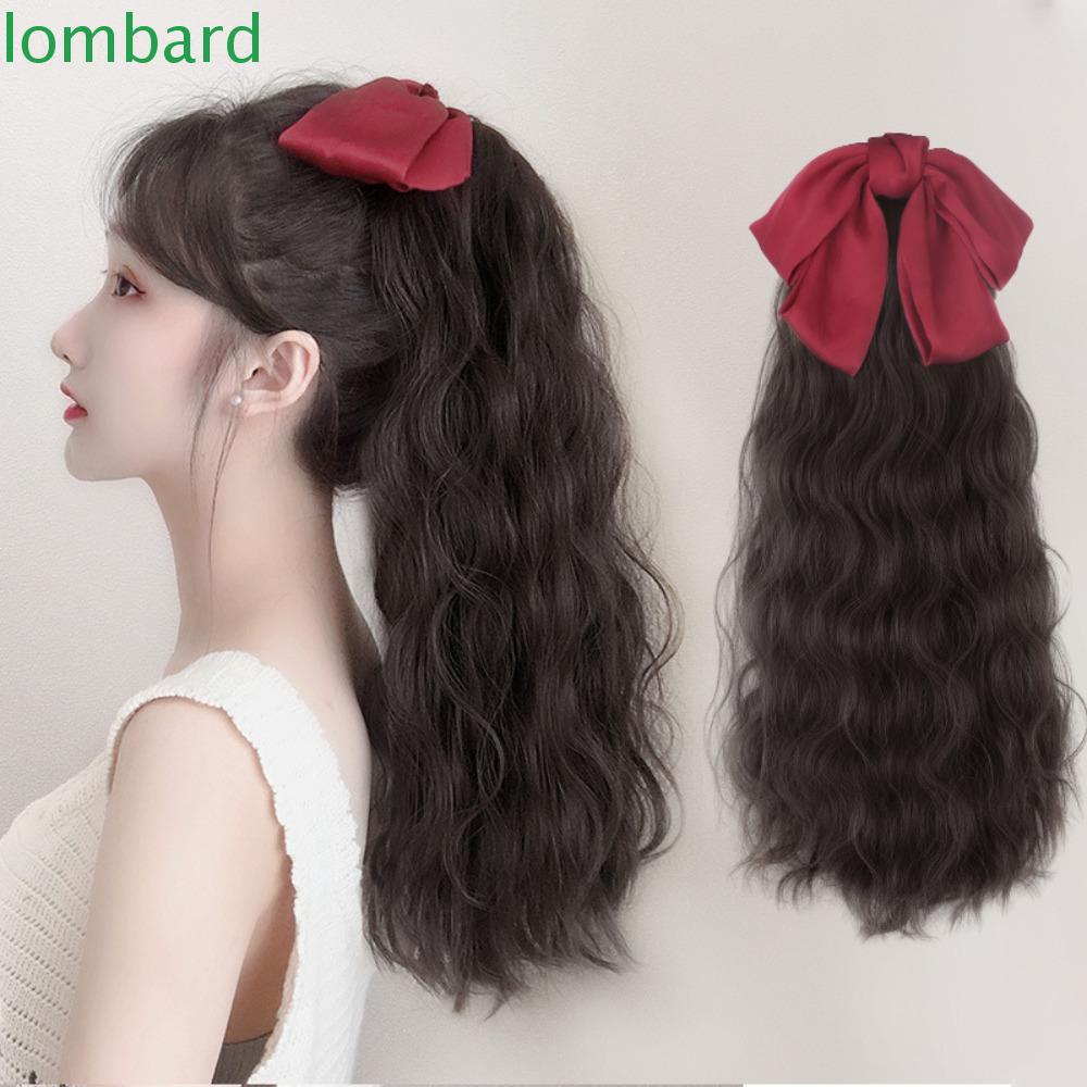 LOMBARD Tóc Giả Thắt Nơ Bồng Bềnh Tự Nhiên Dễ Thương Chất Lượng Cao Dành Cho Nữ