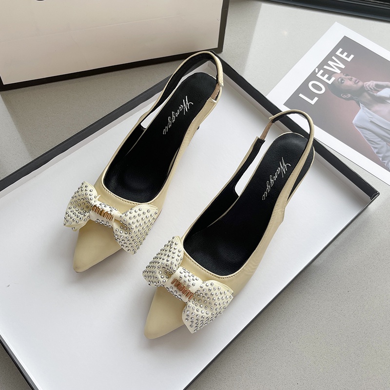 Giày Cao Gót Nữ Bằng Da Mũi Nhọn Có Quai Đeo Mắt Cá Chân Màu Đen