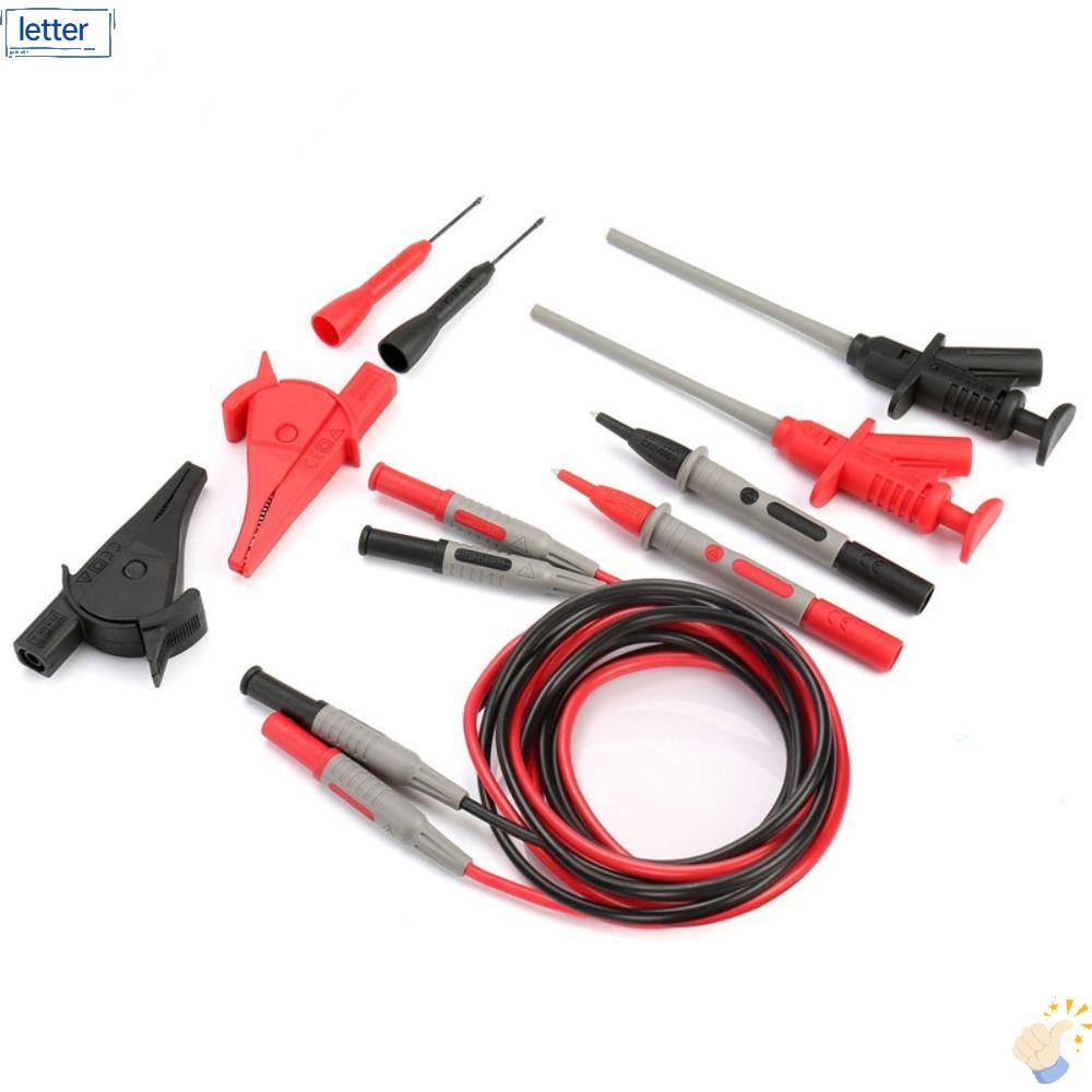 LET Bộ 10 Đầu Dò Kim Đồng Hồ Đo Vạn Năng 10A Pvc / Đồng / Đỏ Đen Dài 1m Bằng Silicon Chuyên Dụng Cho Xe Hơi