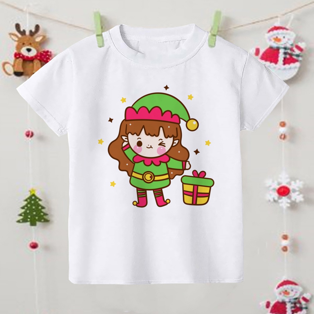Áo Thun Tay Ngắn In Họa Tiết Ông Già Noel Thời Trang Cho Bé Trai Và Gái