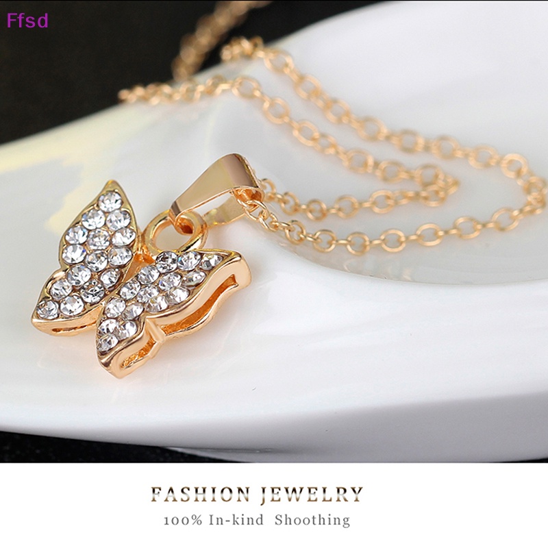 Set 4 Vòng cổ + Bông Tai Hình Bướm Đính Đá Dễ Thương