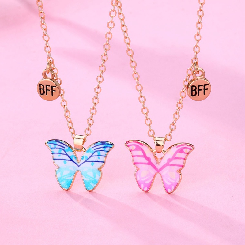 Ygt Set 2 Vòng cổ Tình Bạn Mặt Hình Bướm Nhiều Màu Sắc Phong Cách Hàn Quốc Ngọt Ngào Dành Cho Nữ