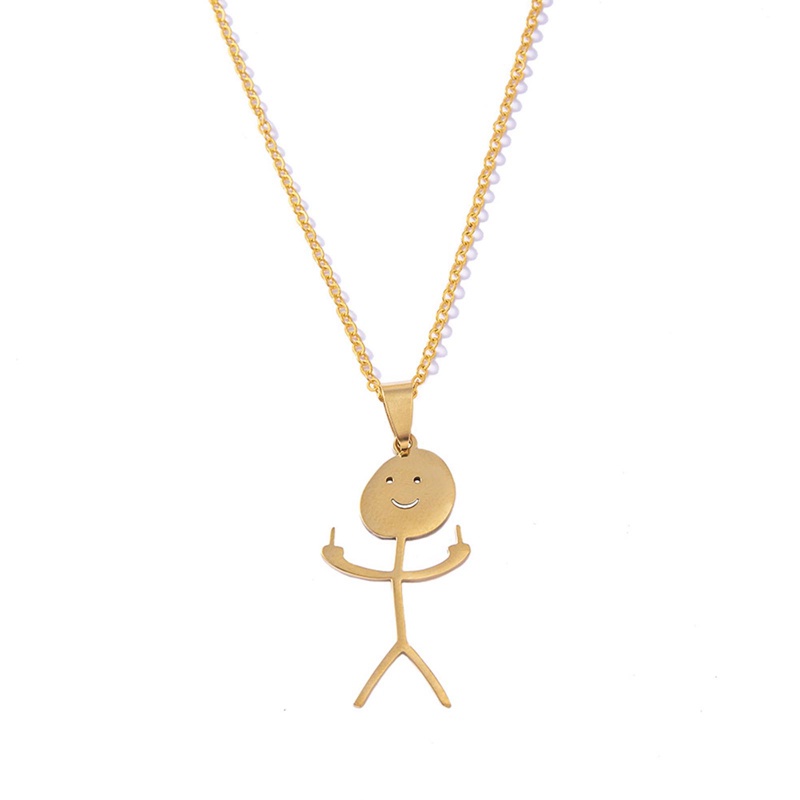 Ygt Vòng cổ Bằng Thép Không Gỉ Mặt Hình Ngón Tay Giữa Vui Nhộn Cá Tính