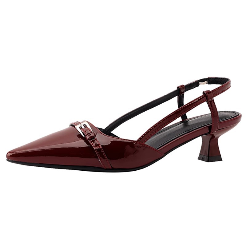 Duoya Tóc Thẳng ~ [Hàng Có Sẵn] Giày Cao Gót Da Mềm Mũi Nhọn Hở Ngón Phong Cách Sang Trọng Cho Nữ Miễn Phí Vận Chuyển