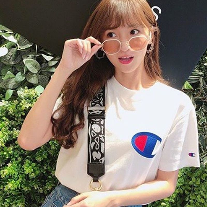 Áo Thun cotton Cổ Tròn Tay Ngắn Thêu Chữ Champion Thời Trang Mùa Hè 2023 Mới