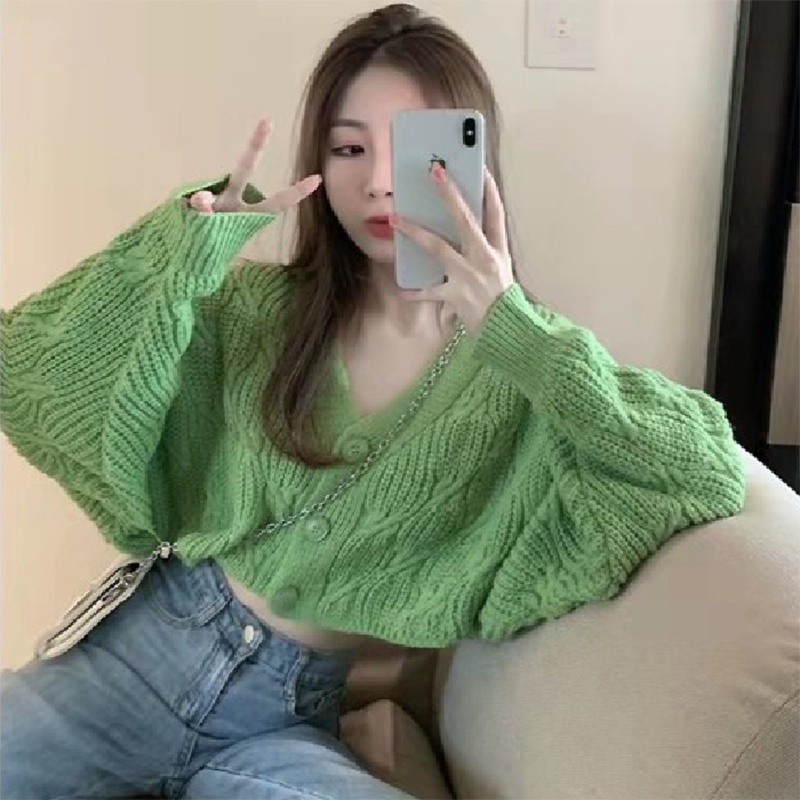 Áo Khoác cardigan Cổ Chữ v Dáng Rộng Thời Trang Thu Đông Cho Nữ