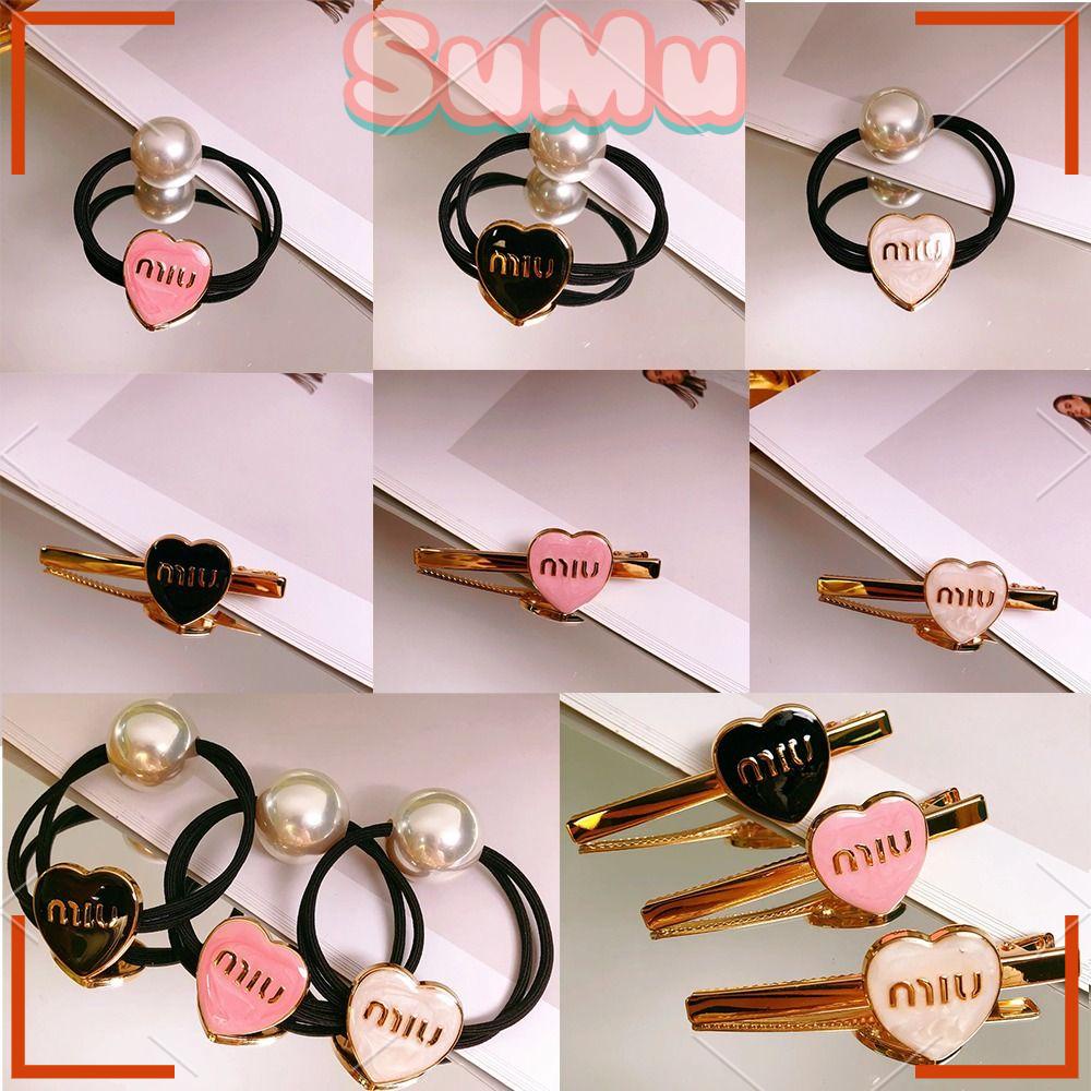 SUMU Kẹp Tóc Kim Loại Hình Trái Tim Phối Da Thời Trang Cho Nữ