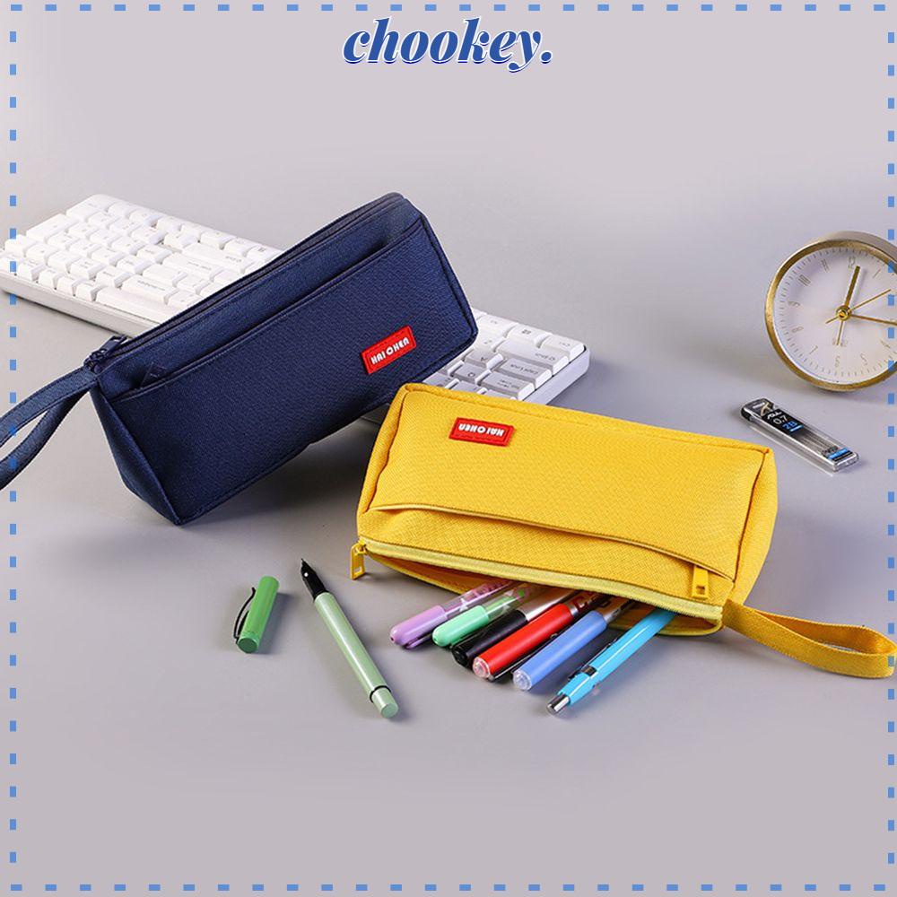 CHOOKEY Túi Đựng Bút Cỡ Lớn Màu Sắc Đơn Giản Chống Thấm Nước Tiện Dụng