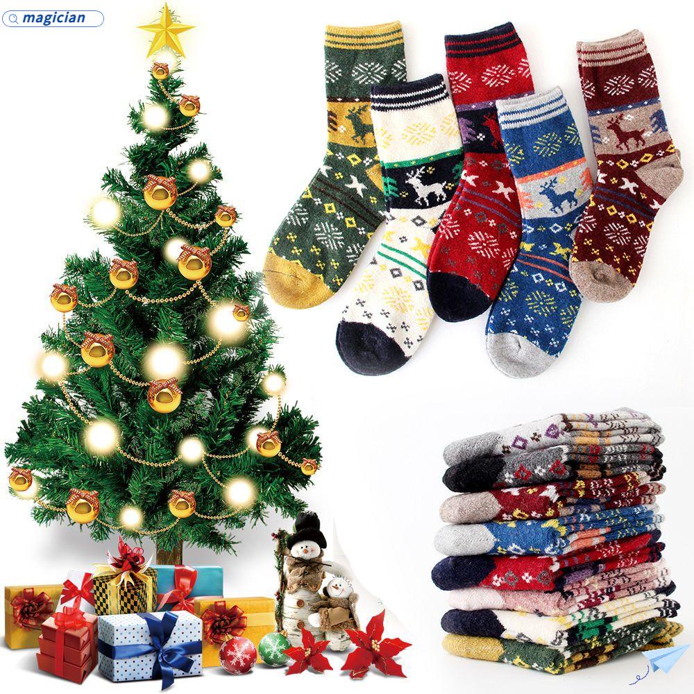 MAG Tất Len Dày Giữ Ấm Họa Tiết Tuần Lộc Thời Trang Mùa Đông