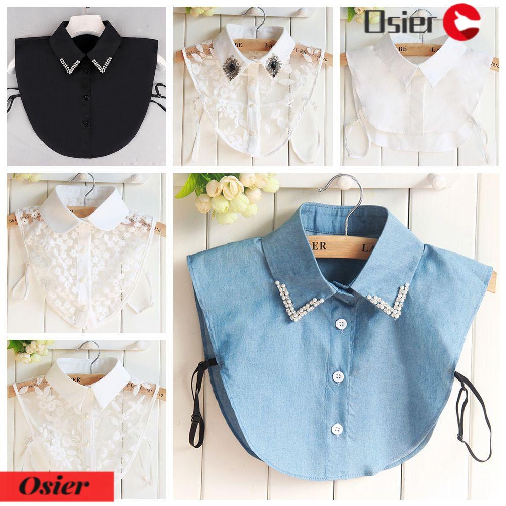 OSIER1 Cổ Áo Sơ Mi Giả Màu Trơn Thiết Kế Mới Thời Trang Theo Phong Cách Vintage