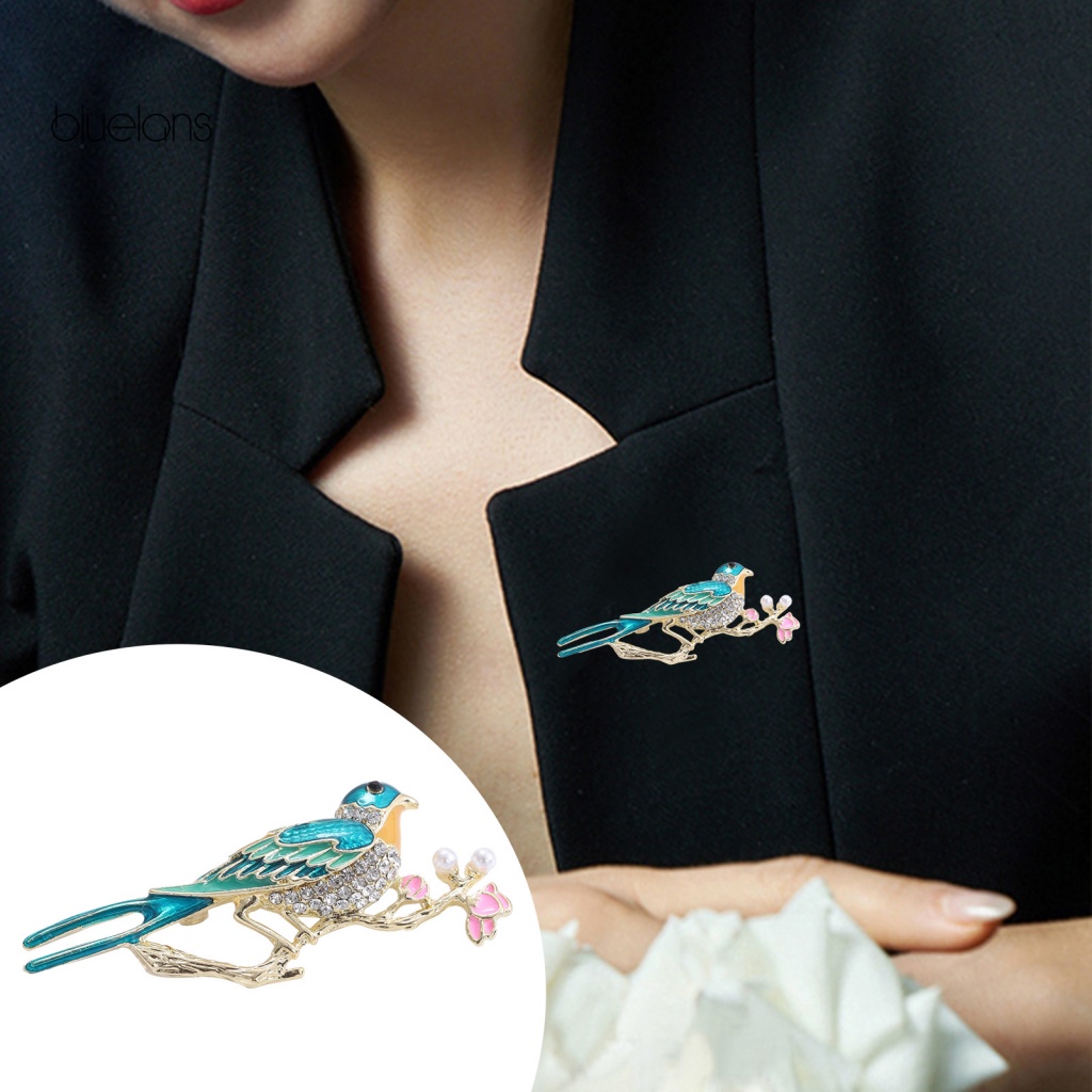 Ghim Cài Áo Hình Chú Chim Đính Đá Ngọc Trai Nhân Tạo Thời Trang