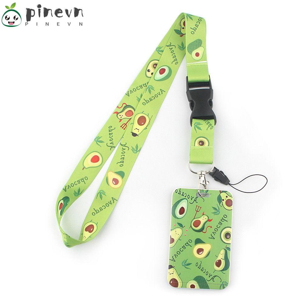 PINEVN Móc Khóa Hình Quả Bơ Hoạt Hình Màu Xanh Lá Có Dây Đeo Cổ Cho Văn Phòng