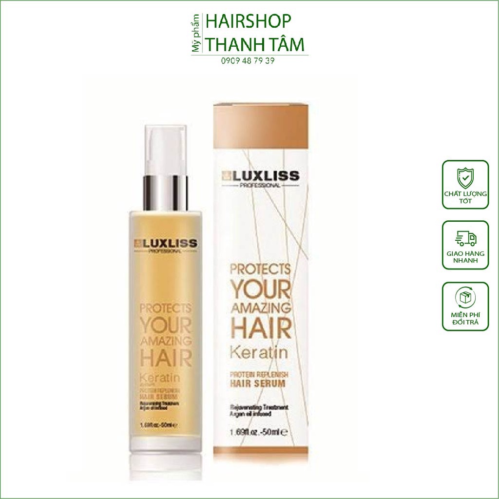 Tinh dầu dưỡng tái tạo tóc hư tổn Luxliss Keratin Protein Replenish Hair Serum 50ml