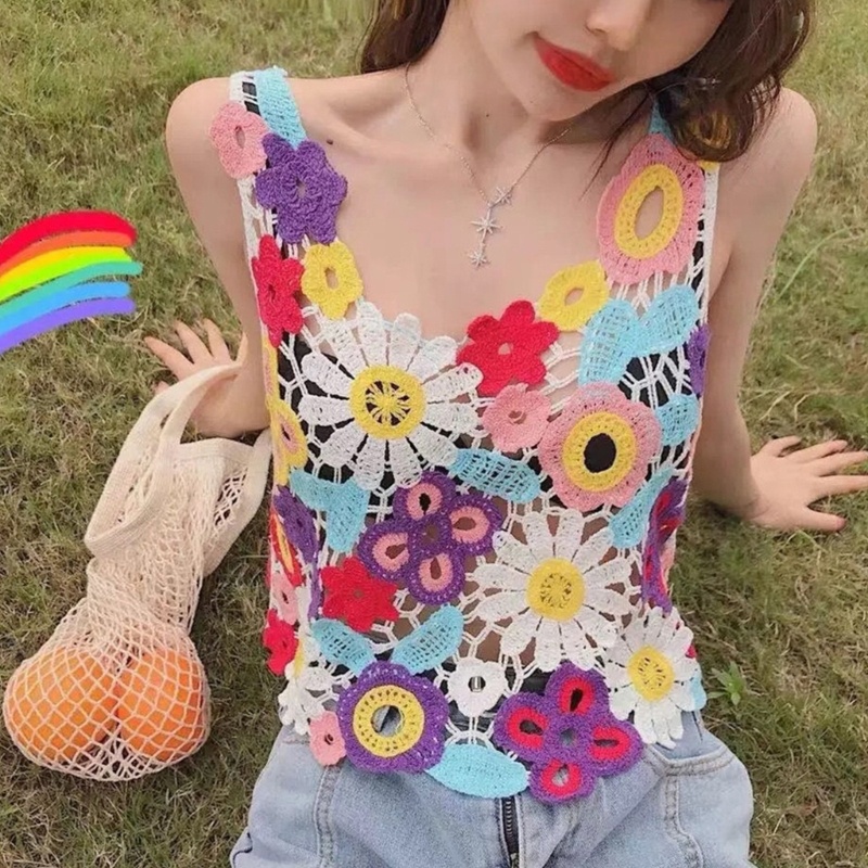 Áo Tank Top Đan Móc Không Tay Thời Trang Mùa Hè Cho Nữ