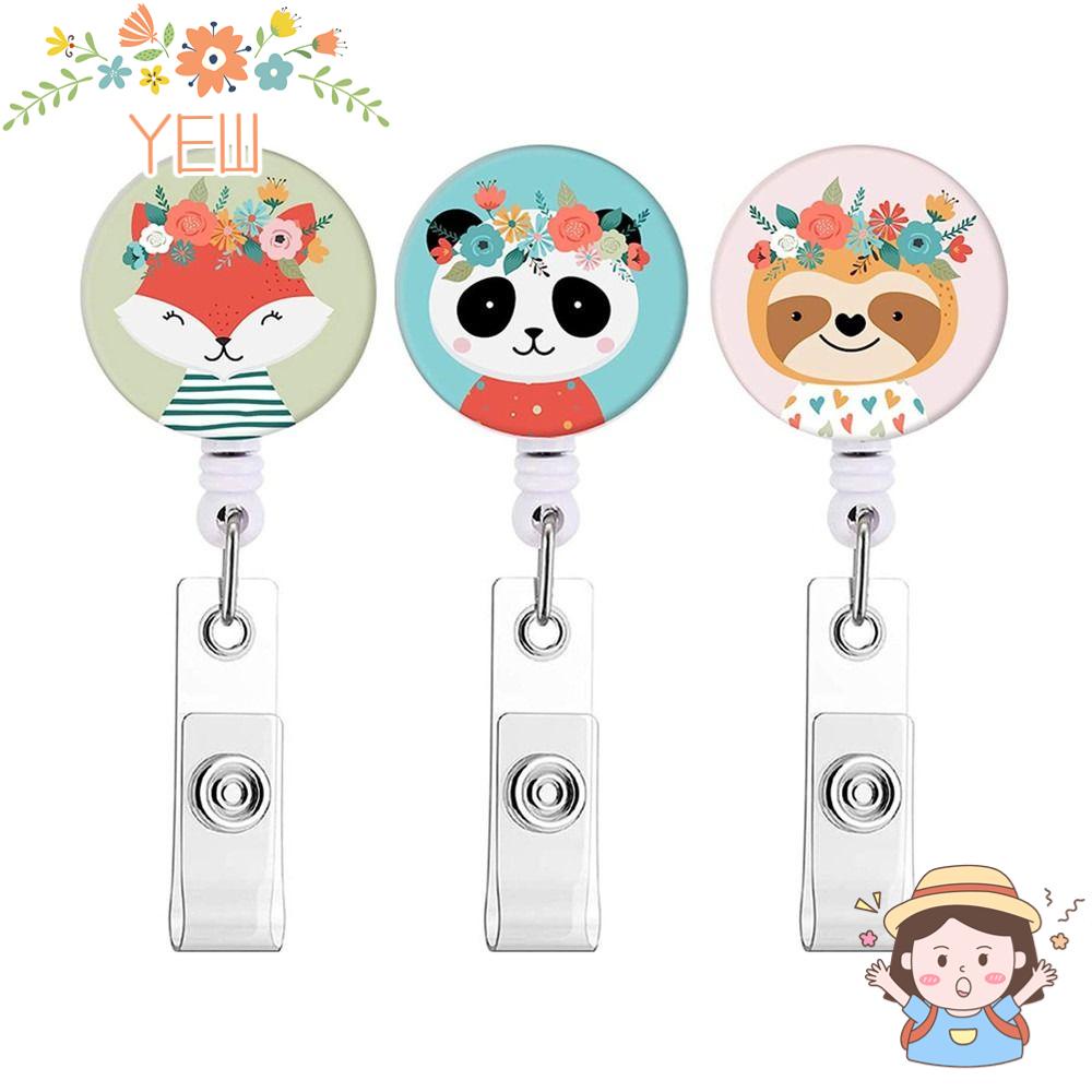 YEW Set 3 Móc Chìa Khóa Bằng ABS Hình Gấu Trúc / Khỉ / Cáo Có Thể Thu Gọn Dùng Làm Quà Tặ