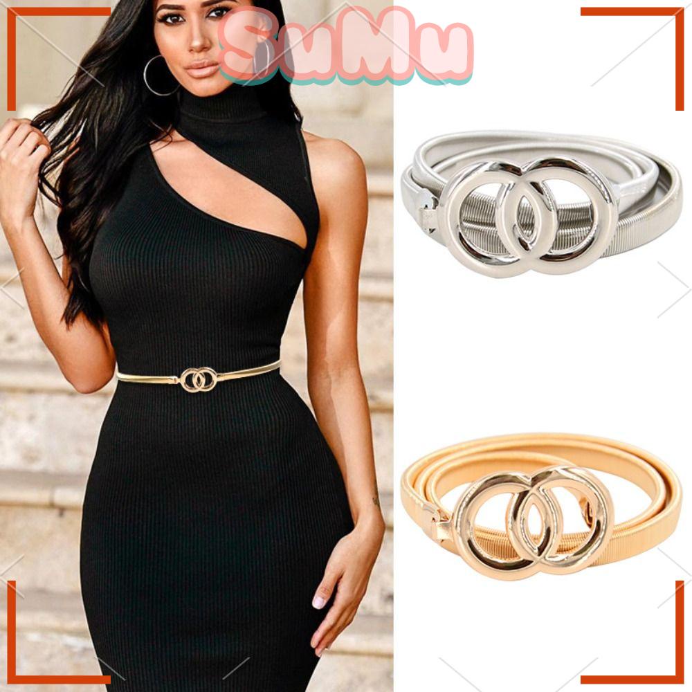 SUMU Thắt Lưng Co Giãn Phối Vòng Kim Loại Dành Cho Nữ