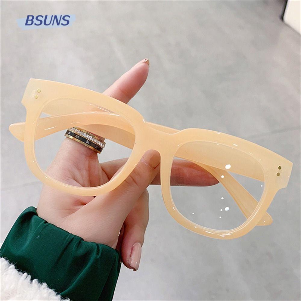 BSUNS Kính Mát Gọng Vuông PC Chống Tia UV Họa Tiết Da Báo Màu Xanh Dương Thời Trang Cho Nữ
