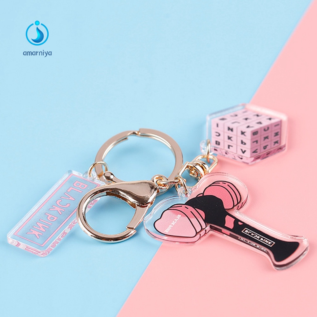 (Shop Amart) Móc Chìa Khóa Nhựa Trong Suốt Hai Mặt In Tên Các Thành Viên Nhóm Nhạ