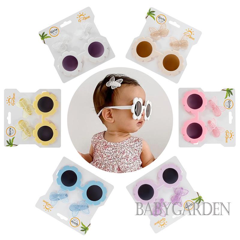 / / Bộ Kẹp Tóc Kính Mát Hình Bướm / Hoa Hướng Dương Hoạt Hình Cho Bé Gái Dự Tiệc