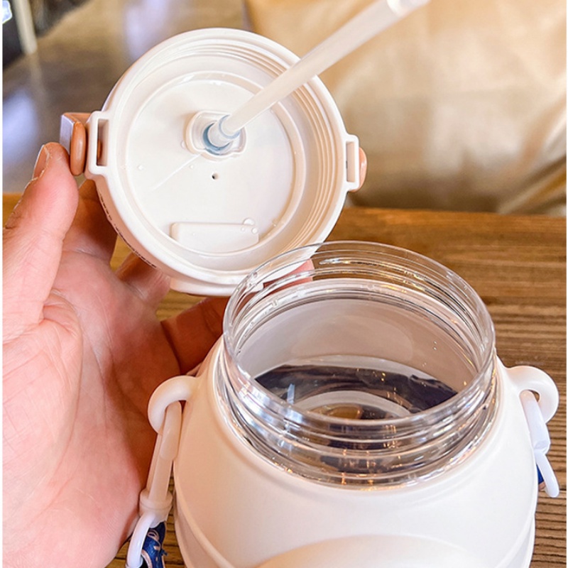 Bình Nước 1.1L Dung Tích Lớn Bằng Nhựa Họa Tiết Hoạt Hình Dễ Thương Cho Bé