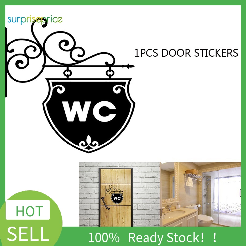 Miếng Dán Đề Can In Chữ WC Thời Trang Trang Trí Cửa Nhà Vệ Sinh