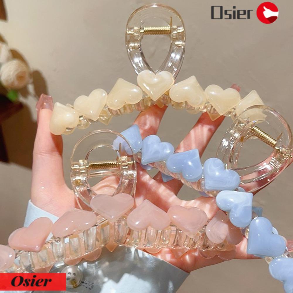 OSIER1 Kẹp Tóc Hình Trái Tim Bằng Acrylic Trong Suốt Trọng Lượng Nhẹ Phong Cách Vintage