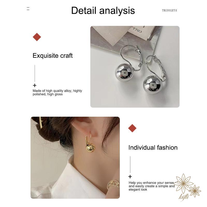 Khuyên Tai Kim Loại Đính Bóng Kim Loại Phong Cách Retro Cá Tính Sang Trọng