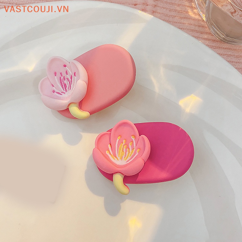 Kẹp Tóc Hoa Đào Màu Hồng Phong Cách Hàn Quốc Cho Nữ