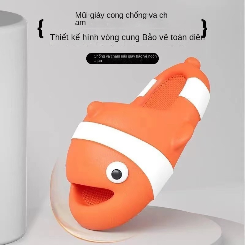 Dép Sandal Đế Xuồng Chống Trượt Hình Cá Mập Hoạt Hình Dễ Thương Cho Nữ