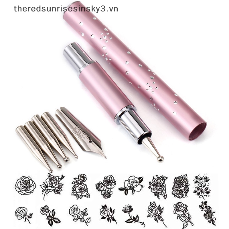 Bút Trang Trí Móng Tay Nghệ Thuật Bằng Thép Không Gỉ 6 Đầu Thời Trang